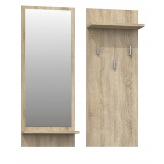 Nástenný vešiak Riva so zrkadlom - dub sonoma