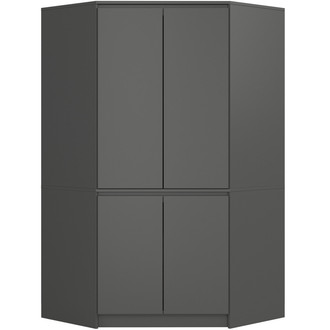 Rohová šatníková skriňa S100 4D CLP - sivá