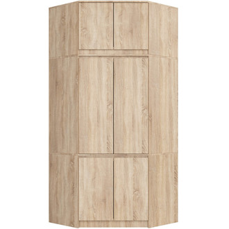 Rohová šatníková skriňa s nadstavbou S100 - dub sonoma