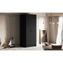 Šatníková skriňa BOSTON 100 cm - čierna/čierne úchytky - galéria #1