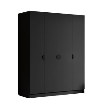 Šatníková skriňa SANA 200 cm - čierna/čierne úchytky