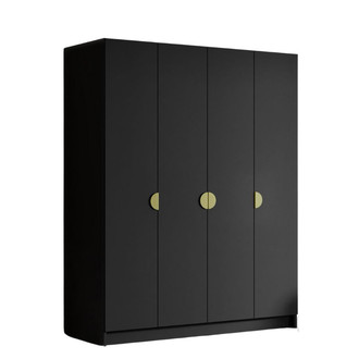 Šatníková skriňa SANA 200 cm - čierna/zlaté úchytky