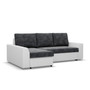 Rohová rozkladacia sedacia súprava PAUL látka v kombinácii s eko-kožou Ľavá Sivá/biela I