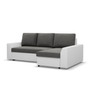 Rohová rozkladacia sedacia súprava PAUL látka v kombinácii s eko-kožou Pravá Sivá/biela II