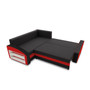 Rozkladacia rohová sedacia súprava GRANDE s poličkou model 2 Ľavá Čierna/červená - galéria #1