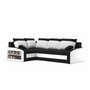 Rozkladacia rohová sedacia súprava s poličkou GRANDE Ľavá Čierna/biela