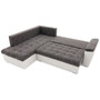 Rozkladacia rohová sedacia súprava VEGAS 245/190 Tmavo sivá/biela eko-koža Ľavá - galéria #1