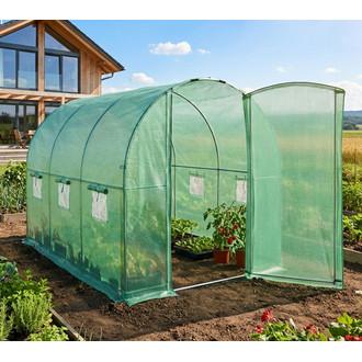 Záhradný fóliový tunel s kovovými dverami, zelený, 200x300x200 cm