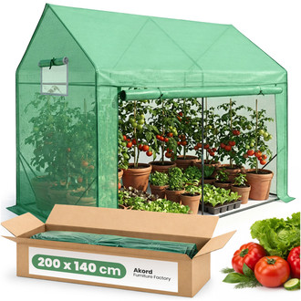 Záhradný fóliový skleník, zelený, 200x140x200 cm