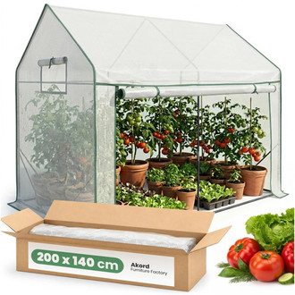 Záhradný fóliový skleník, biely, 200x140x200 cm