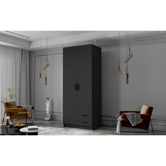Šatníková skriňa ADA I 80 cm - čierna / čierne úchytky