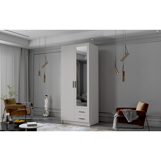 Šatníková skriňa ADA II 80 cm - biela / čierne úchytky