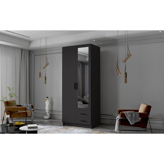 Šatníková skriňa ADA II 80 cm - čierna / čierne úchytky