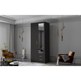 Šatníková skriňa ADA II 80 cm - čierna / zlaté úchytky