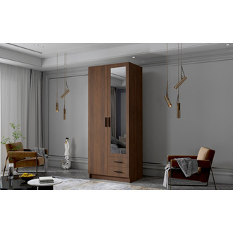 Šatníková skriňa ADA II 80 cm - orech / čierne úchytky