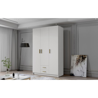 Šatníková skriňa ADA I 120 cm - biela / zlaté úchytky.