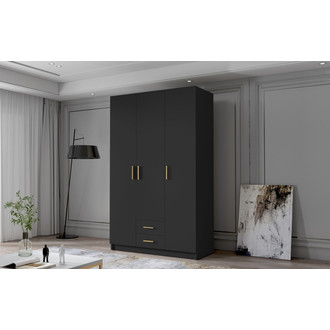 Šatníková skriňa ADA I 120 cm - čierna / zlaté úchytky