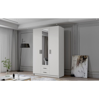 Šatníková skriňa ADA II 120 cm - biela / čierne úchytky