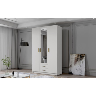 Šatníková skriňa ADA II 120 cm - biela / zlaté úchytky