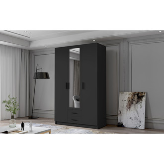 Šatníková skriňa ADA II 120 cm - čierna / čierne úchytky