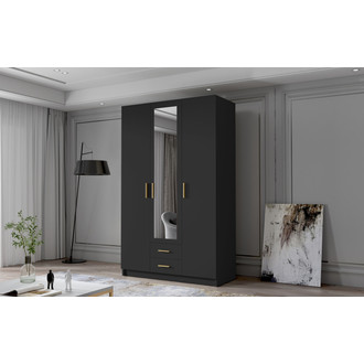 Šatníková skriňa ADA II 120 cm - čierna / zlaté úchytky