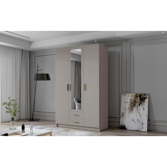 Šatníková skriňa ADA II 120 cm - béžová/zlaté úchytky.