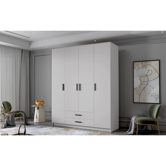 Šatníková skriňa ADA I 160 cm - biela / čierne úchytky