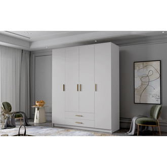 Šatníková skriňa ADA I 160 cm - biela / zlaté úchytky