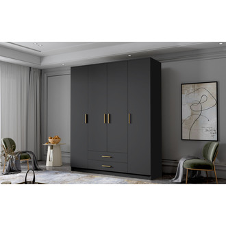 Šatníková skriňa ADA I 160 cm - čierna / zlaté úchytky