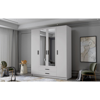 Šatníková skriňa ADA II 160 cm - biela / čierne úchytky