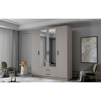 Šatníková skriňa ADA II 160 cm - béžová/čierne úchytky