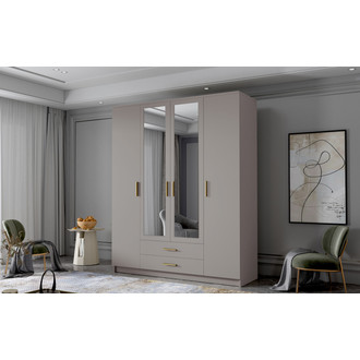 Šatníková skriňa ADA II 160 cm - béžová/zlaté úchytky