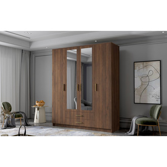 Šatníková skriňa ADA II 160 cm - orech / zlaté úchytky